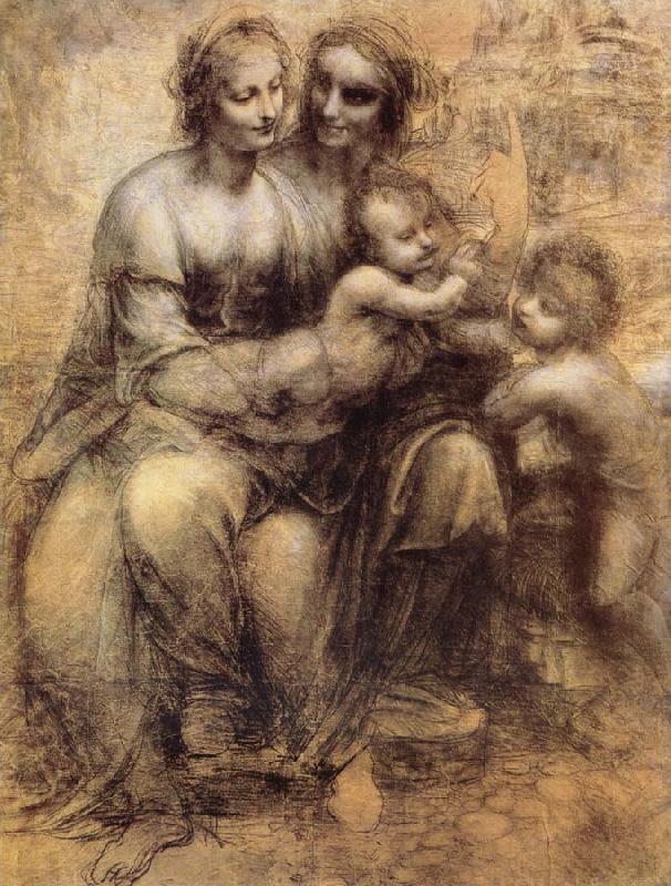 Leonardo  Da Vinci Virgin and Child with St Anne and St John the Baptist Sweden oil painting art